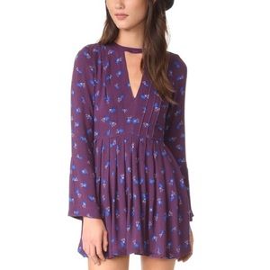 Free People Tegan Mini Dress in Purple Floral